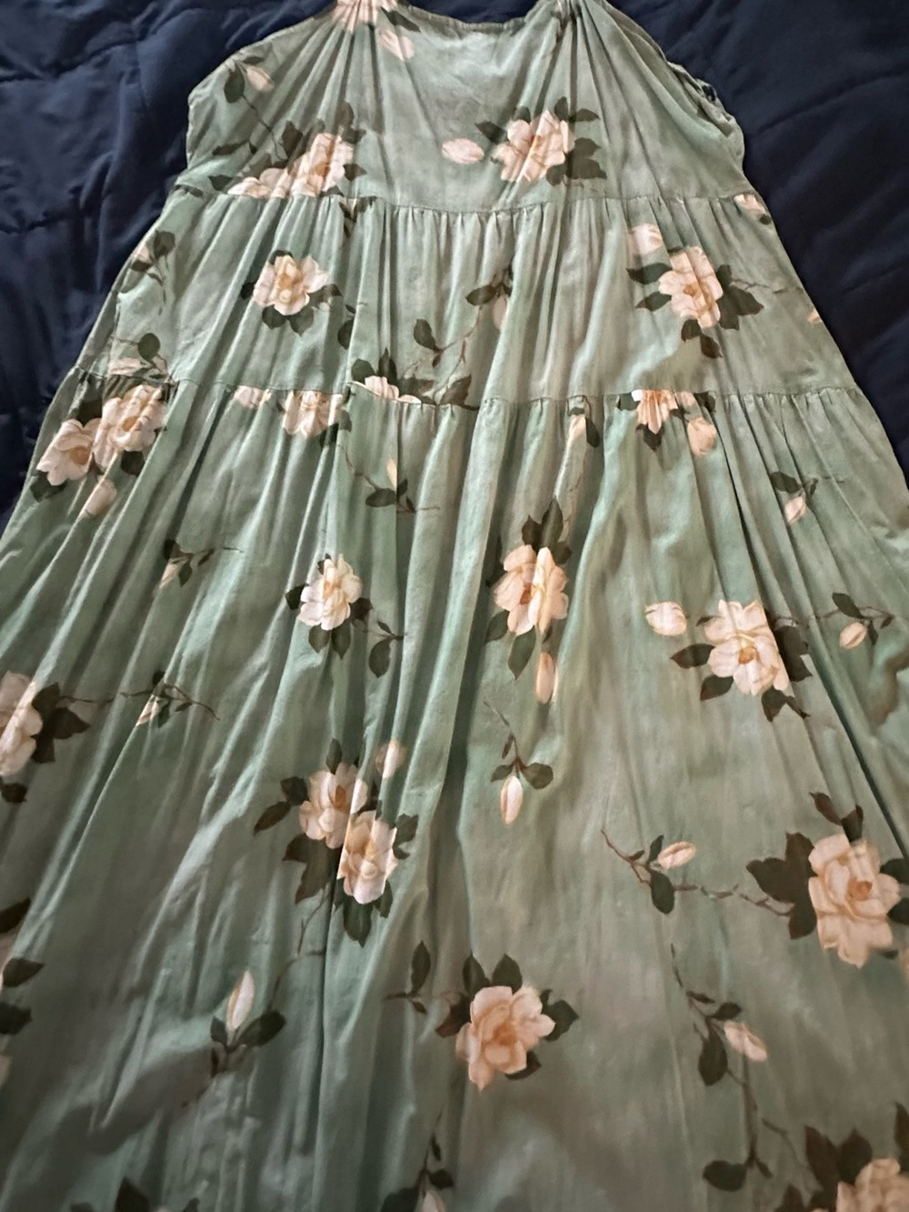 Floral Tiered Green Maxi Dress
